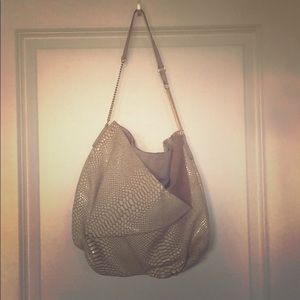 Halston Heritage snakeskin leather and suede bag